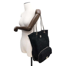 Load image into Gallery viewer, CHANEL Tweed 2WAY Shoulder Bag Black Tweed
