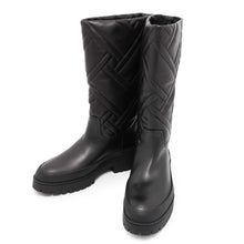 将图像加载到图库查看器中，HERMES Fuji Exlibris Boots Black Calf Leather Rubber Size 37
