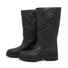 Load image into Gallery viewer, HERMES Fuji Exlibris Boots Black Calf Leather Rubber Size 37
