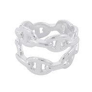 HERMES Chaine d'Ancre Double Row Ring Size 53 SV925