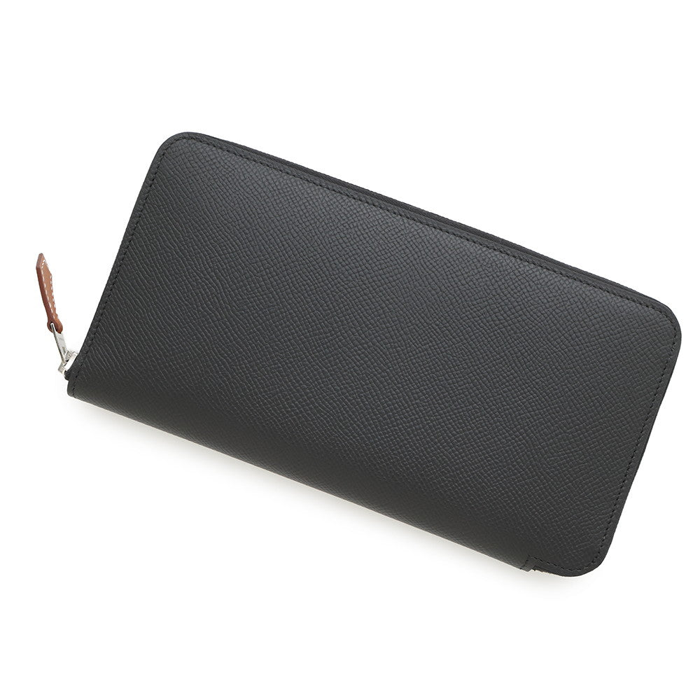 HERMES Azap Long silk in Black Epsom