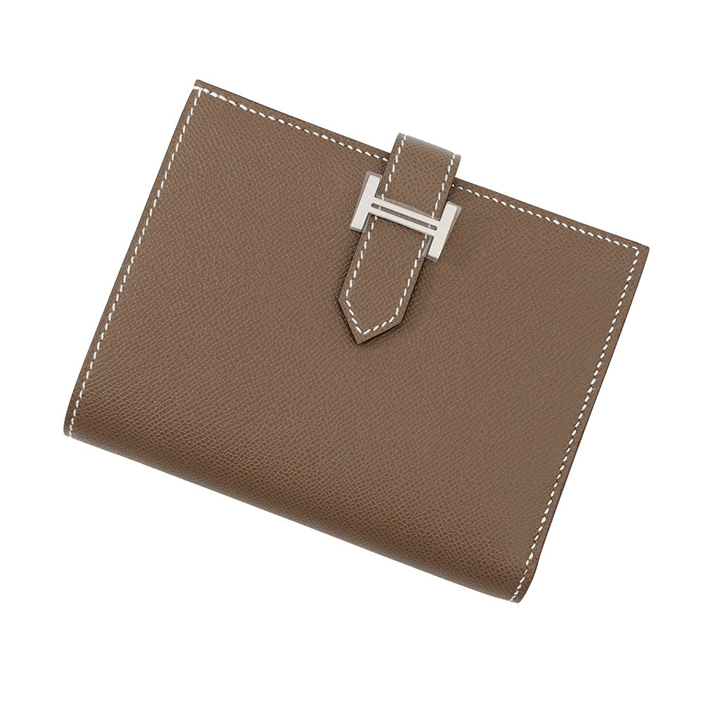 HERMES BEAN Compact Etoupe Veau Madame