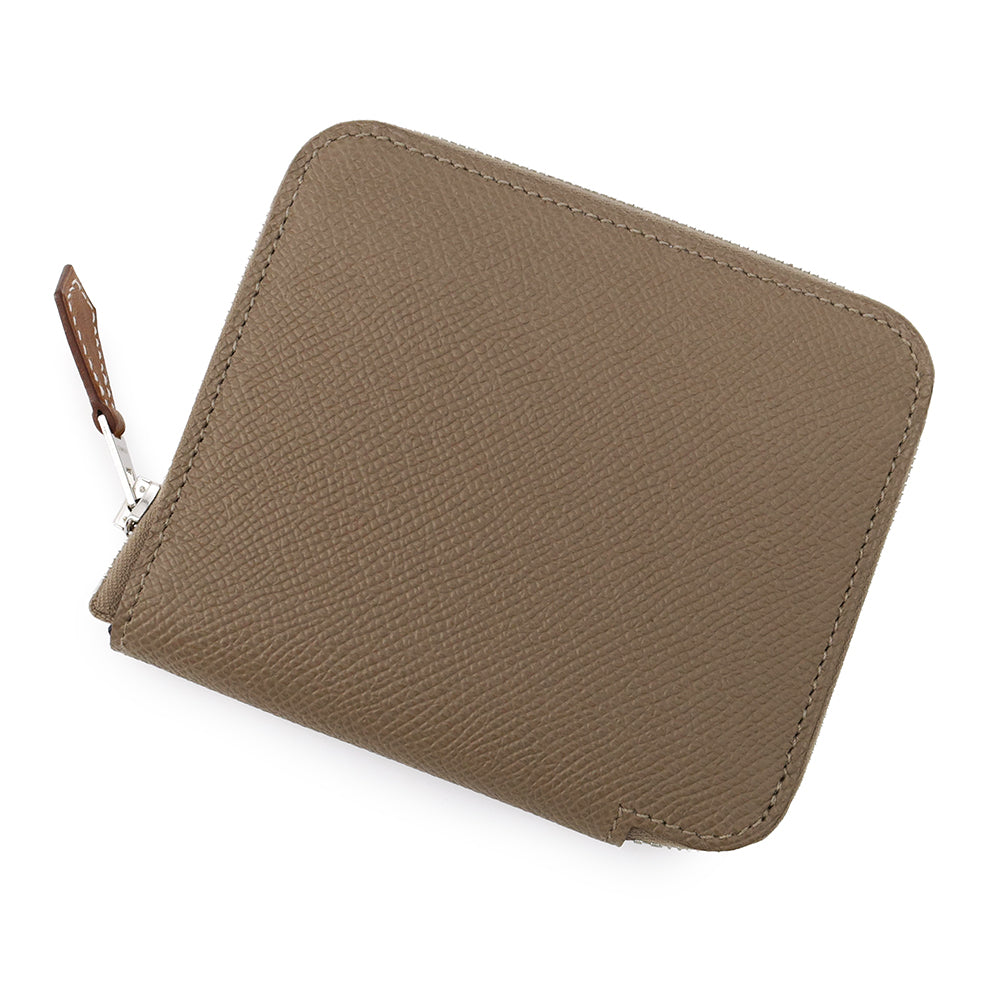 HERMES Azap compact silk in Etoupe Epsom
