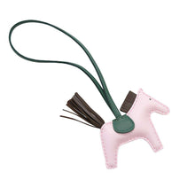 Load image into Gallery viewer, HERMES Rodeo Bag Charm Rose Darling/Chocolat/Vert Moyen Lambskin Size PM
