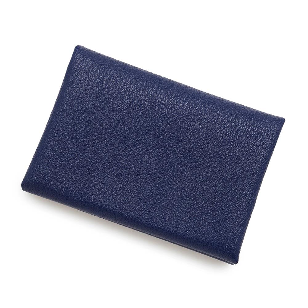 HERMES Calvi Duo Blue Saphir Chevre Leather