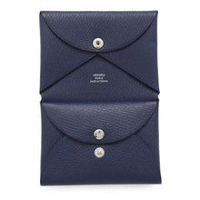 Load image into Gallery viewer, HERMES Calvi Duo Blue Saphir Chevre Leather
