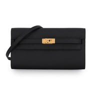 HERMES Kelly wallet long to go Black Epsom