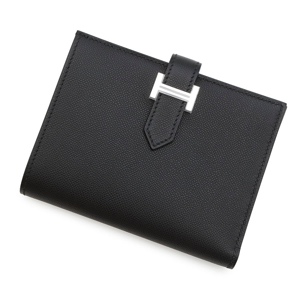 HERMES Bean compact Black Veau Madame