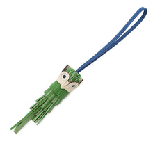 将图像加载到图库查看器中，HERMES Chouette Owl Bag Charm Vert Yucca/Vert Cricket/Blue France/Nata Lambskin Epsom Swift Leather
