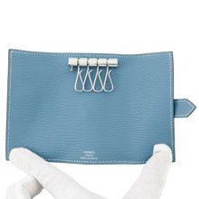 Load image into Gallery viewer, HERMES Bearn Key Case 4 New Blue Jean Chevre Myzore Goatskin

