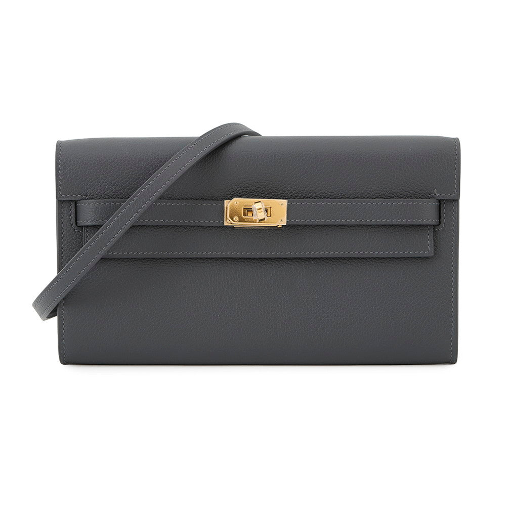 HERMES Kelly Wallet Long To Go Ardoise Evercolor