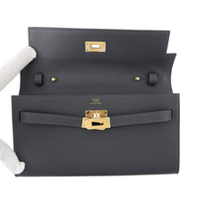 将图像加载到图库查看器中，HERMES Kelly Wallet Long To Go Ardoise Evercolor
