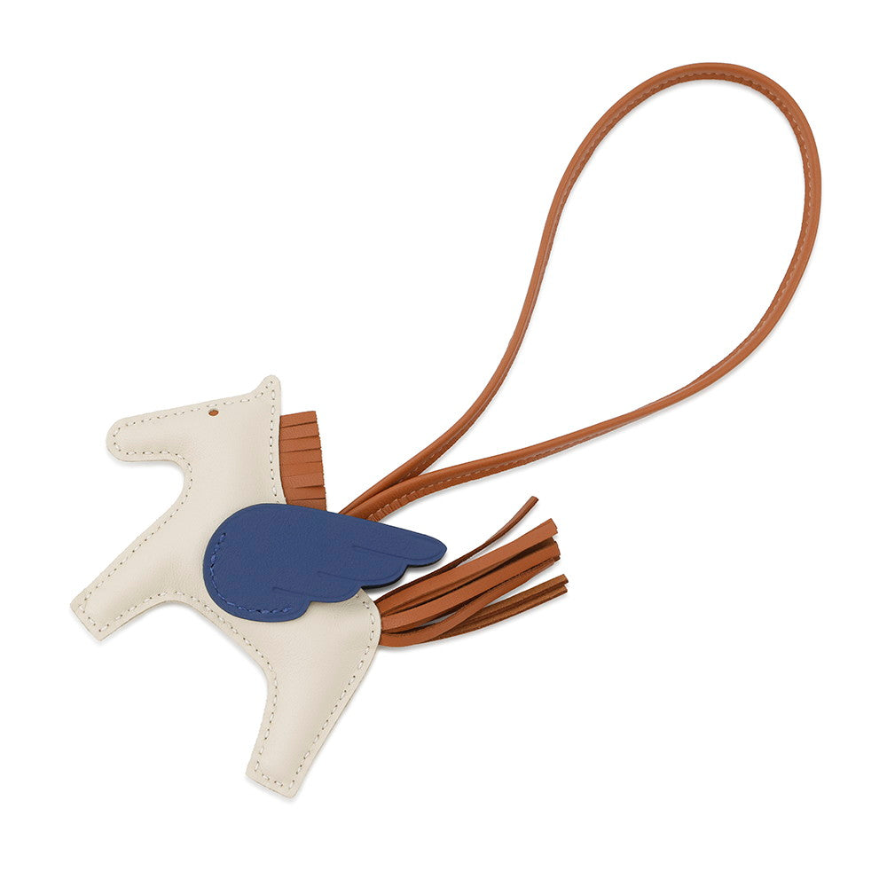 HERMES Rodeo Pegasus Craie/Blue Tie/Gold Anyo Miro Size PM