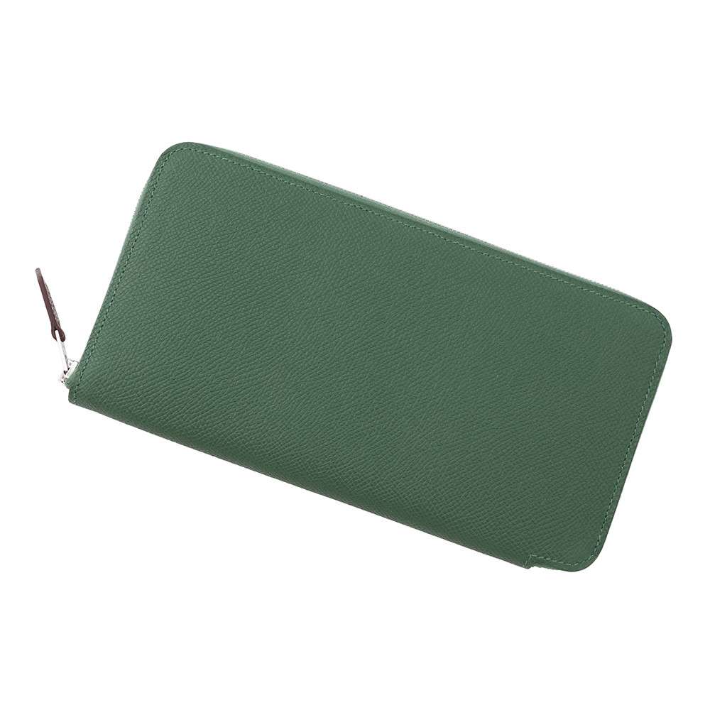 HERMES Azap Long silk in Vert Moyen Epsom
