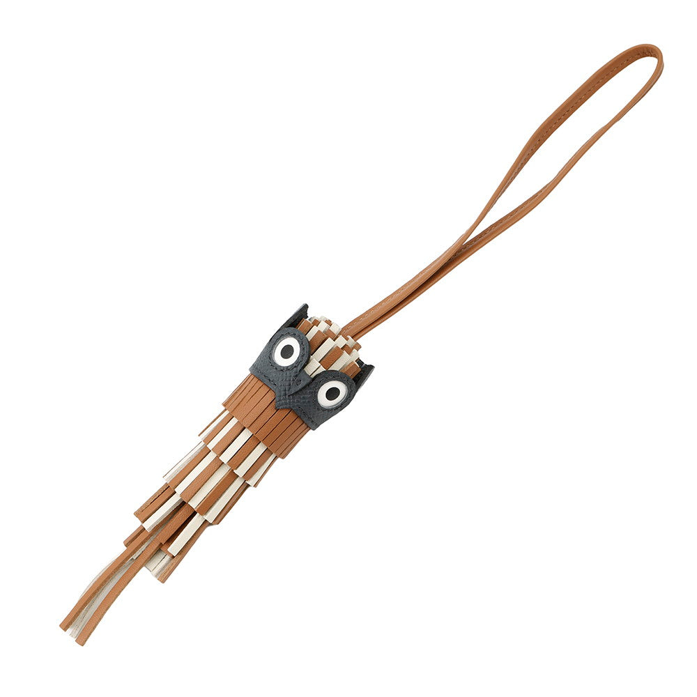 HERMES Chouette Owl Grimist/Gold/Nata Lambskin Epsom Swift Leather