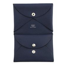 将图像加载到图库查看器中，HERMES Calvi Duo Blue Indigo Epsom
