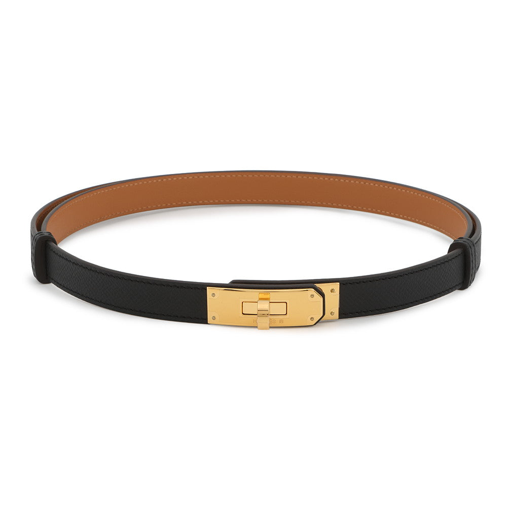 HERMES Kelly Belt Black/Gold Epsom Swift Leather