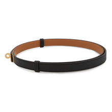 将图像加载到图库查看器中，HERMES Kelly Belt Black/Gold Epsom Swift Leather
