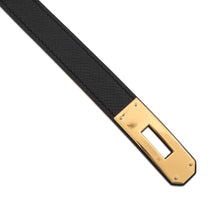 将图像加载到图库查看器中，HERMES Kelly Belt Black/Gold Epsom Swift Leather
