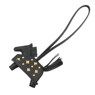 HERMES Robeo Padlock Bag Charm Black Lambskin Size PM