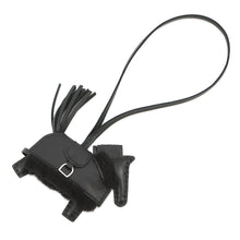 将图像加载到图库查看器中，HERMES Rodeo Loveo Plush Black Lambskin Mouton Size PM
