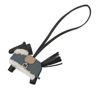 HERMES Rodeo Loveo Plush Black/Vert Mangrove/Beige Malfar Lambskin Mouton Size PM