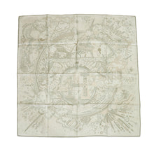 将图像加载到图库查看器中，HERMES Carre &quot;Please Hold the Line&quot; Size 90 White / Rose・Narkle / Vert・Deux・Gris Silk100%
