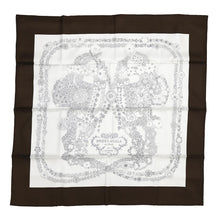 Load image into Gallery viewer, HERMES Carre Brides de Gala en Fleurs Size 90 Ebene/Blanc/Grease Silk100%

