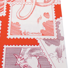 将图像加载到图库查看器中，HERMES Carre Fauve stamp enthusiast Size 90 Vermillon/Crème/Lidvan Silk100%
