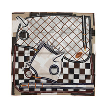 将图像加载到图库查看器中，HERMES Scarf Carre Camail Check Size 90 White/Chocolat/Blue・MarineH004233S 06 Silk 100%
