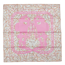 Load image into Gallery viewer, HERMES Scarf Carre Brides de Gala aux Fils de Soy Size 90 White/Pink/CaramelH004310S 10 Silk 100%

