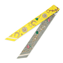 Load image into Gallery viewer, HERMES Twilly C&#39;est La Fete Jaune Vif/Vert/Gray Silk
