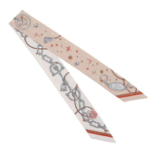 Load image into Gallery viewer, HERMES Twilly Seraphet C´EST LA FETE Beige/Rose/Caramel Silk
