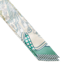 将图像加载到图库查看器中，HERMES Twilly Saddler&#39;s Bouquet Green/Yellow/Beige Silk 100%
