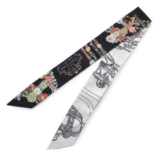 Load image into Gallery viewer, HERMES Twilly Bride de Gala en Fleur &amp; Eyeliner Black/Multicolor Silk100%
