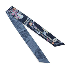 将图像加载到图库查看器中，HERMES Twilly Brides de Gala en Fleurs Eyeliner Marine/Rose/Blue Jean Silk100%
