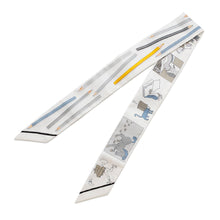 Load image into Gallery viewer, HERMES Twilly: Get out your colored pencils! White/Gray/Blue Jean Silk100%

