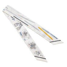 Load image into Gallery viewer, HERMES Twilly: Get out your colored pencils! White/Gray/Blue Jean Silk100%
