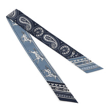 Load image into Gallery viewer, HERMES Twilly CHEVAL DE COEUR BANDA Breeze Jean / Blue Marine / WhiteH064259S 01 Silk100%
