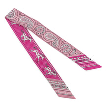 将图像加载到图库查看器中，HERMES Twilly 《Cheval de Coeur Bandana》 Fuchsia / Vieux Rose / White Silk100%
