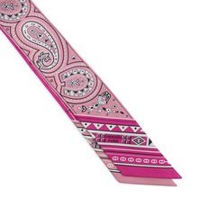 将图像加载到图库查看器中，HERMES Twilly 《Cheval de Coeur Bandana》 Fuchsia / Vieux Rose / White Silk100%
