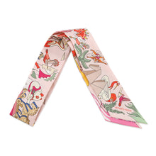 Load image into Gallery viewer, HERMES Scarf Twilly Academia Ipika Rose Nakul / Vert Amande / Multicolor Silk100%
