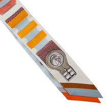 Load image into Gallery viewer, HERMES Twilly &quot;Brid a Block/Poetic Catalog&quot; Mastic/Blue/Saffron Silk
