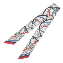 Load image into Gallery viewer, HERMES Twilly Legendary Harness White / Blue Jean / Bois de RoseH064299S Silk100%
