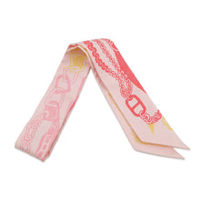 Load image into Gallery viewer, HERMES Twilly Boucle BOUCLES ET MAILLONS Rose Nacle / Rouge / Jaune Silk100%

