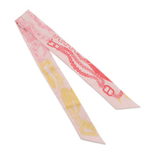 Load image into Gallery viewer, HERMES Twilly Boucle BOUCLES ET MAILLONS Rose Nacle / Rouge / Jaune Silk100%
