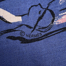 Load image into Gallery viewer, HERMES Giant Square "Paddock" Size 140 Blue/Marron Cashmere70% Silk30%
