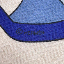 将图像加载到图库查看器中，HERMES Giant Square THALASSA Size 140 Marine/Natural/Ciel Cashmere70% Silk30%
