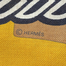 Load image into Gallery viewer, HERMES Giant Square Stirrup Fantasy Fantaisie d&#39;Etriers Size 140 Natural/Beige Dress Cashmere70% Silk30%
