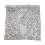 HERMES Carre Géant La Nouvelle Cite Cavaliere Size 140 White/Gray/Pink Cashmere70% Silk30%